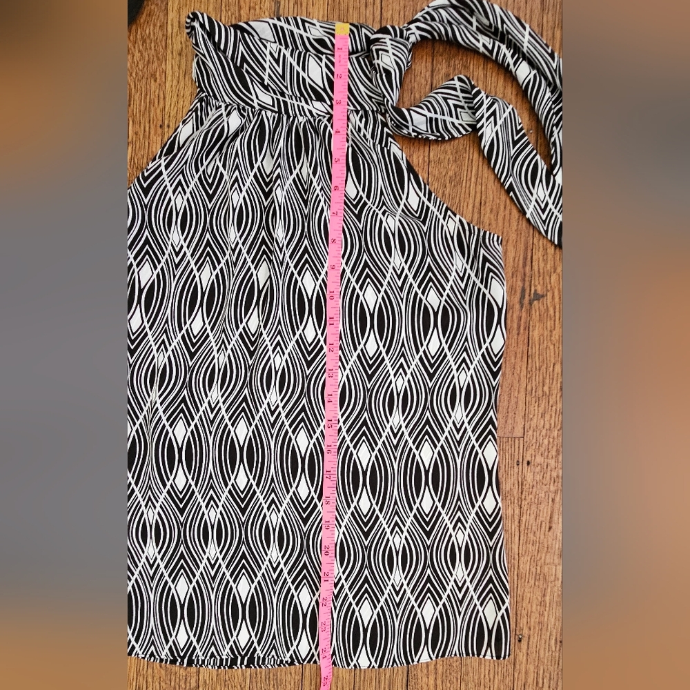 Ann Taylor Loft Blk & White Sleeveless High Neck with Side Tie Size S Petite - Picture 4 of 5